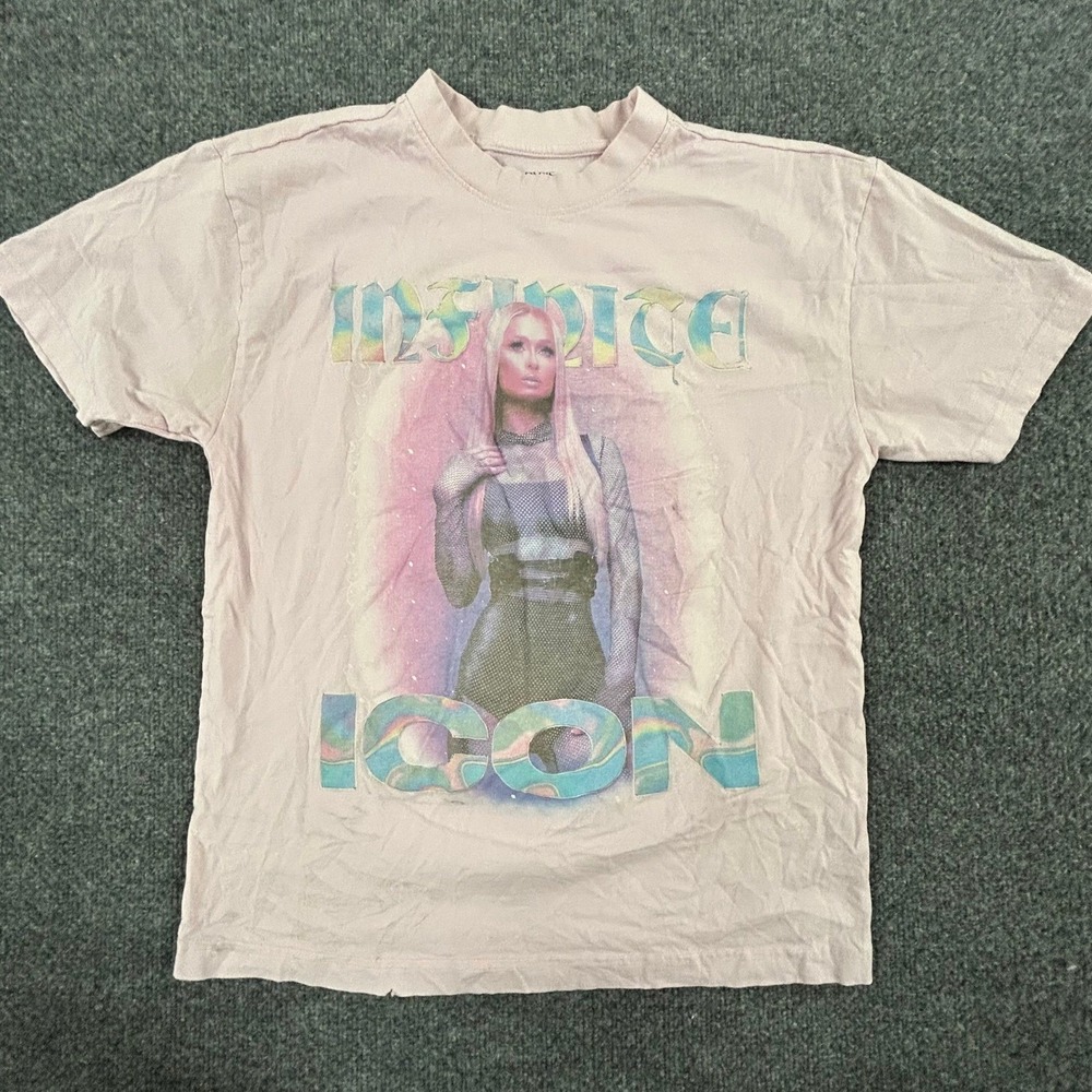 Paris Hilton T-Shirt Womens Size S Pink Infinite Icon Cotton Short Sleeve